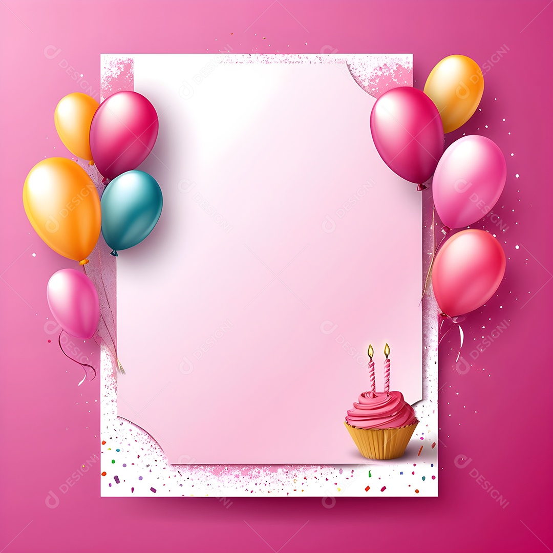 Quadro de cartão de convite de festa de aniversário fundo vertical para texto