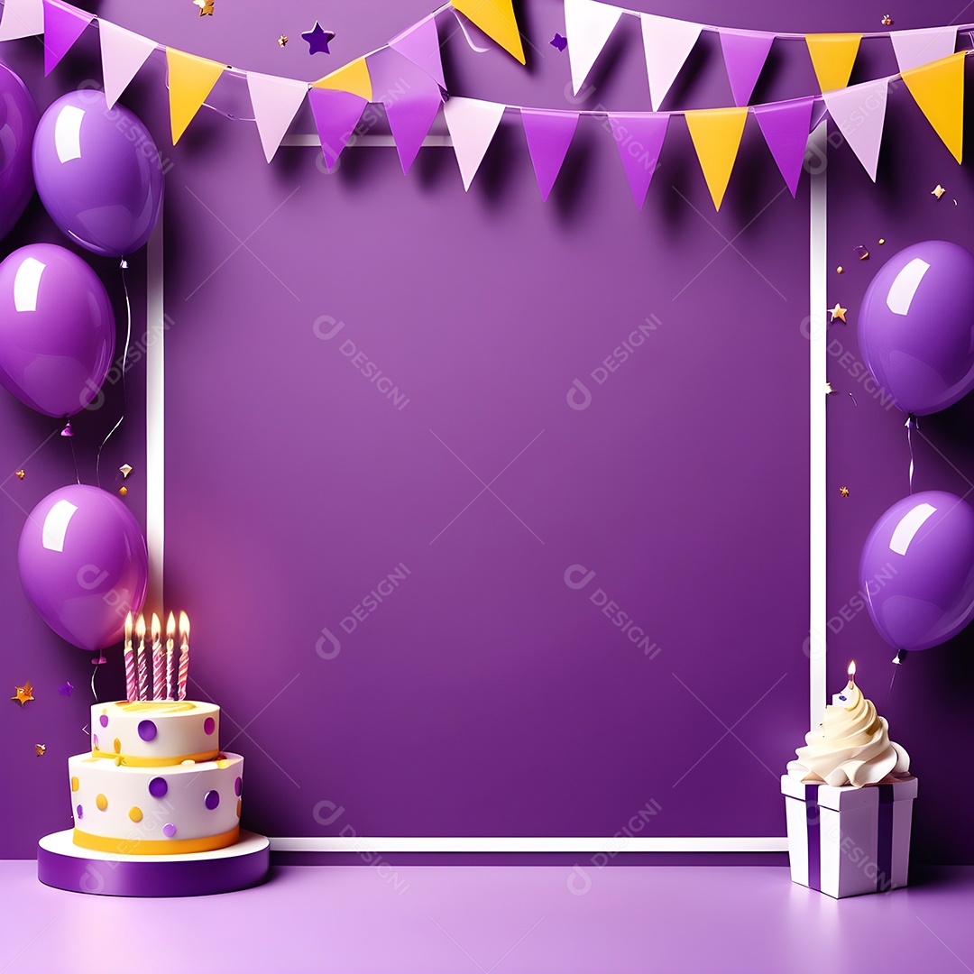 Quadro de cartão de convite de festa de aniversário fundo vertical para texto