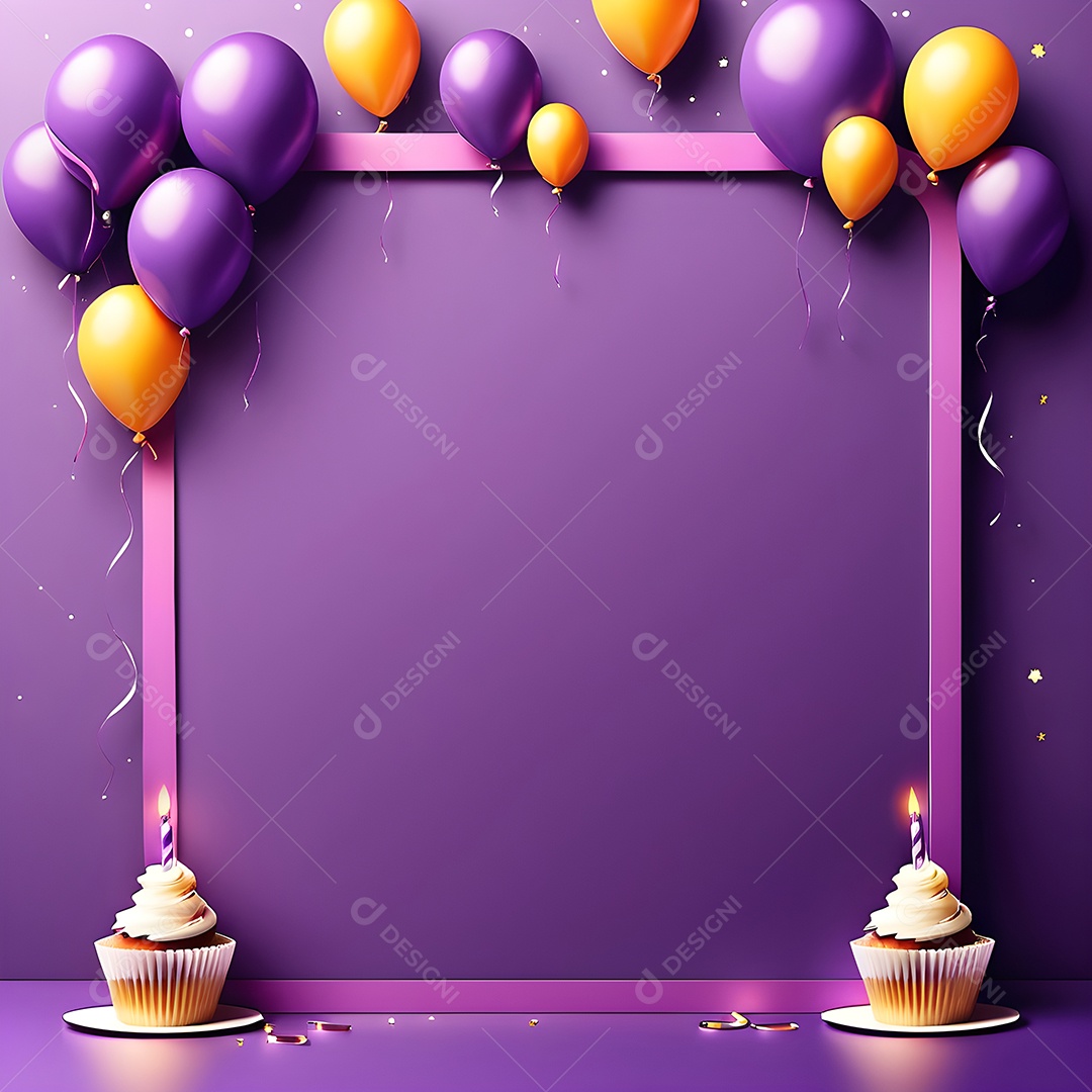 Quadro de cartão de convite de festa de aniversário fundo vertical para texto