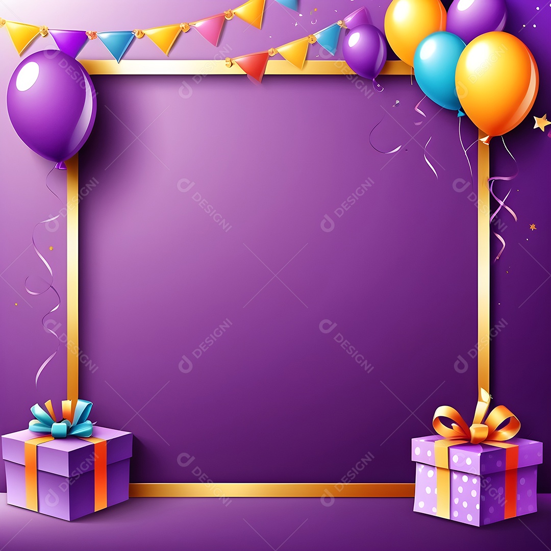 Quadro de cartão de convite de festa de aniversário fundo vertical para texto