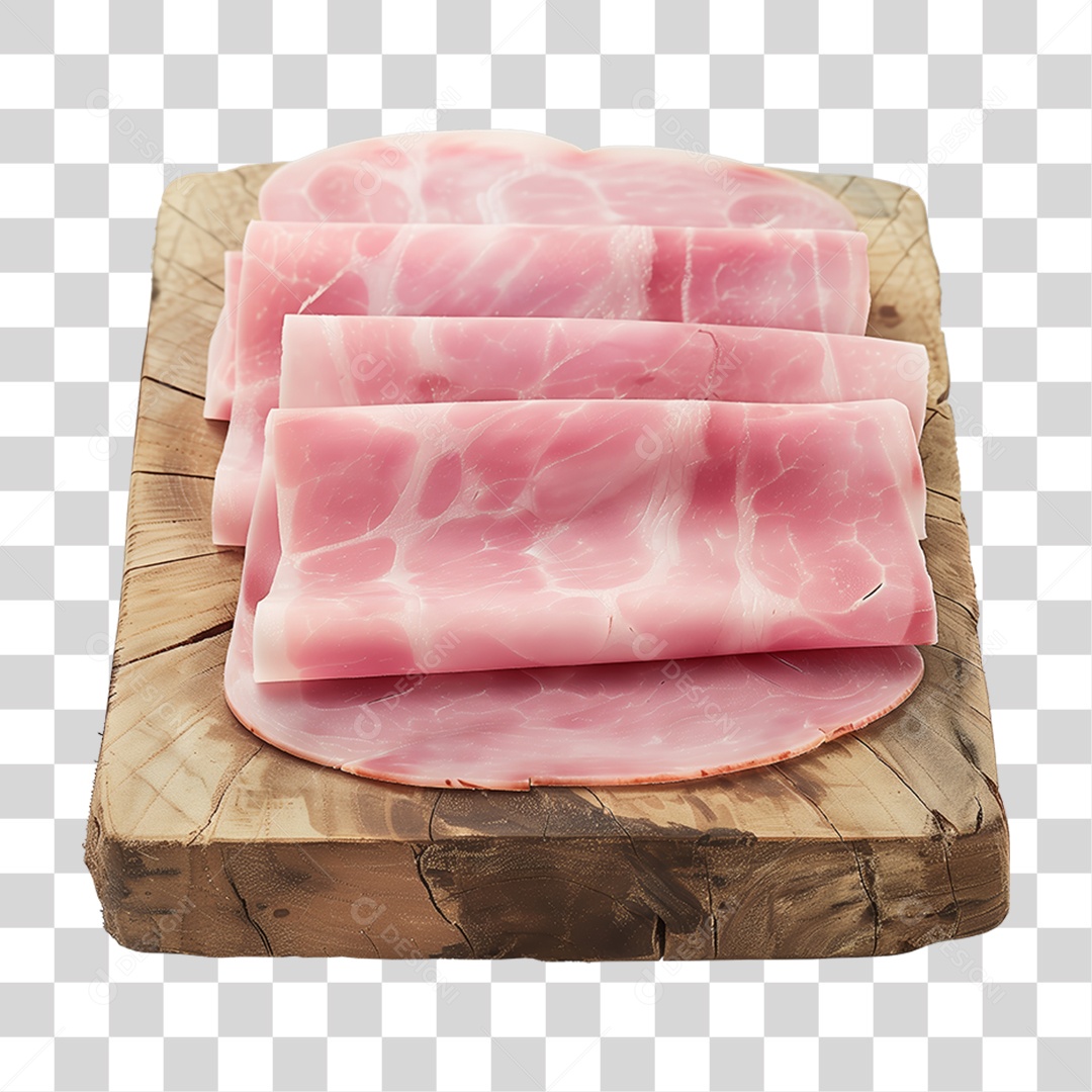 Presunto Fatiado em Tábua de Madeira PNG Transparente