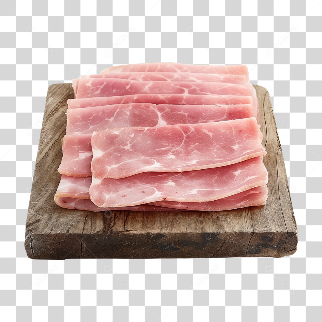 Presunto Fatiado em Tábua de Madeira PNG Transparente