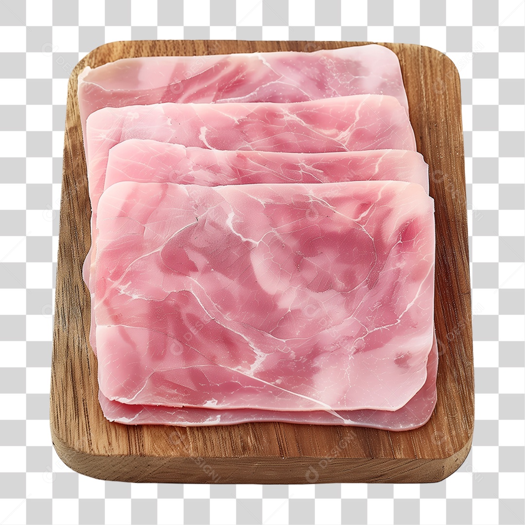 Presunto Fatiado em Tábua de Madeira PNG Transparente