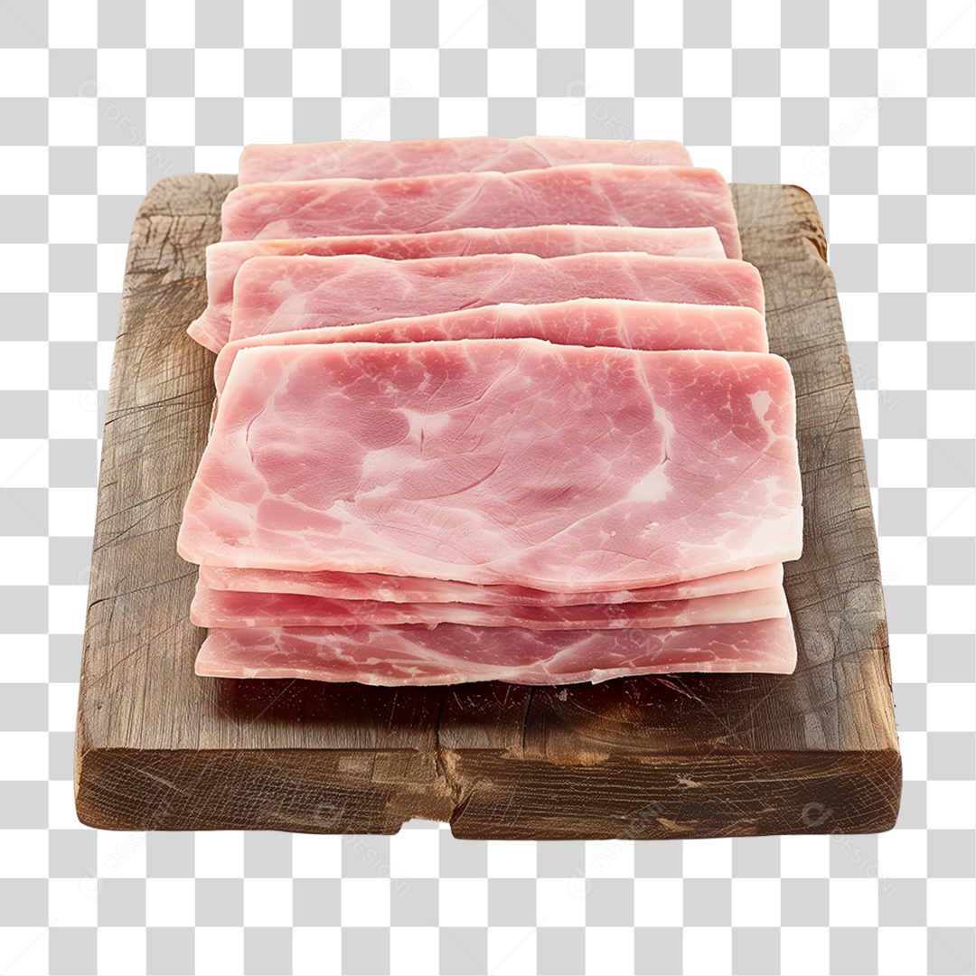Presunto Fatiado em Tábua de Madeira PNG Transparente