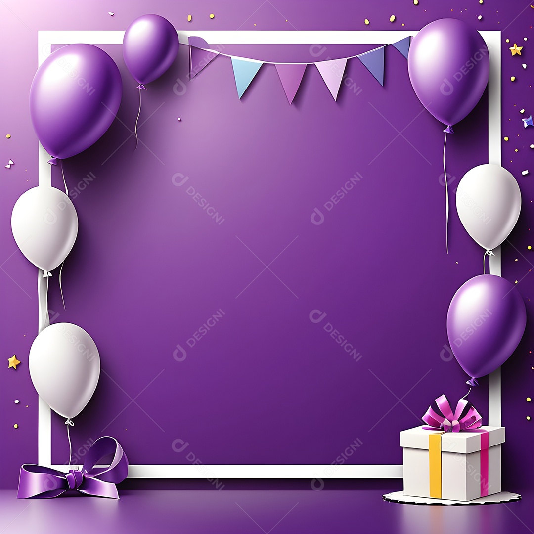 Quadro de cartão de convite de festa de aniversário fundo vertical para texto