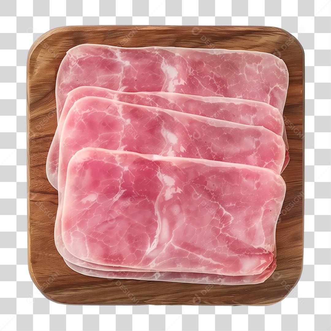 Presunto Fatiado em Tábua de Madeira PNG Transparente