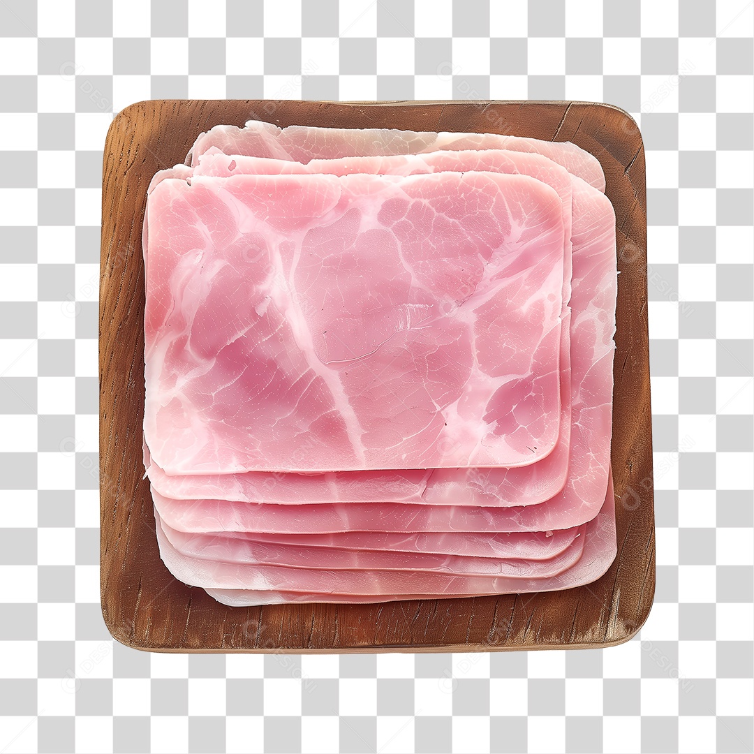 Presunto Fatiado em Tábua de Madeira PNG Transparente