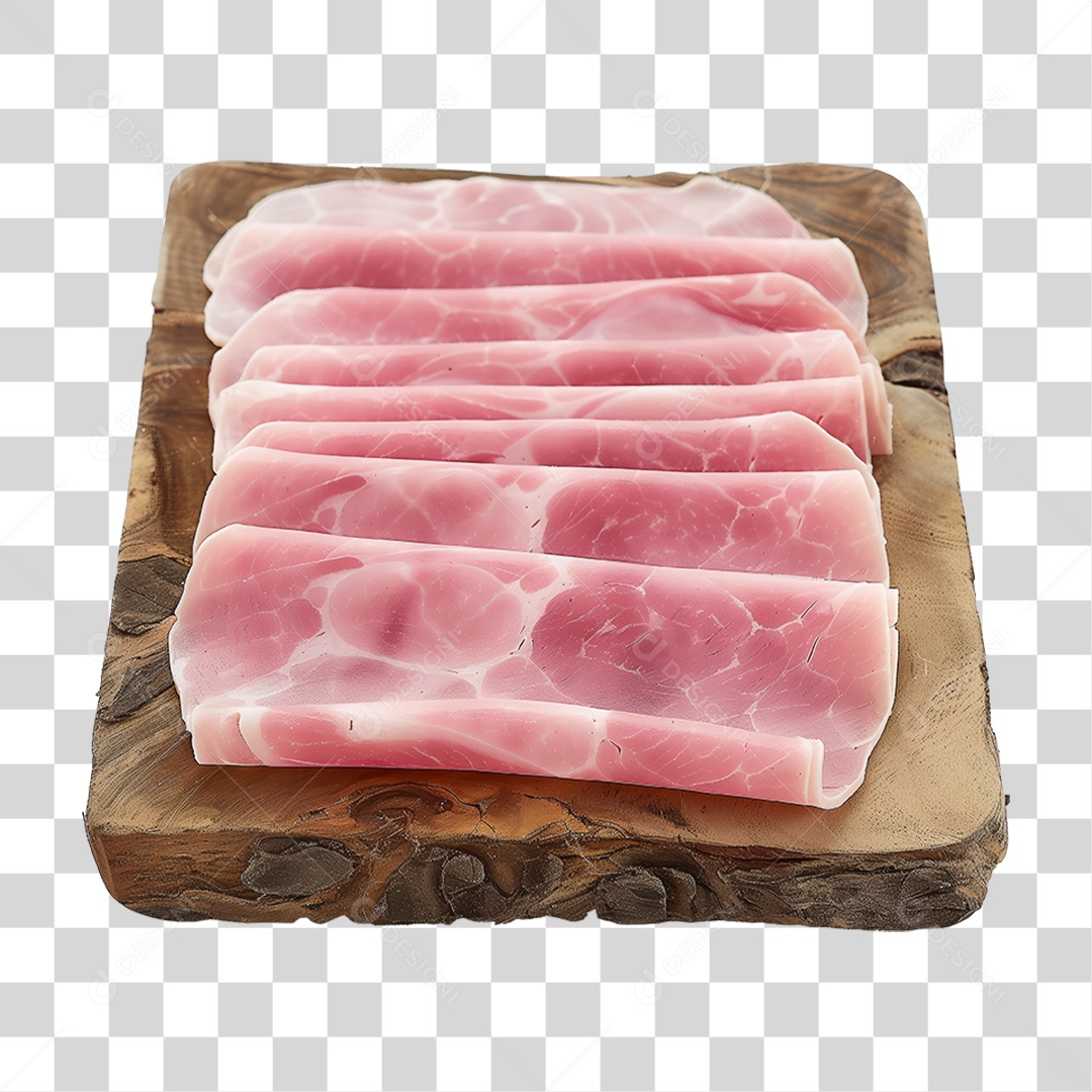 Presunto Fatiado em Tábua de Madeira PNG Transparente