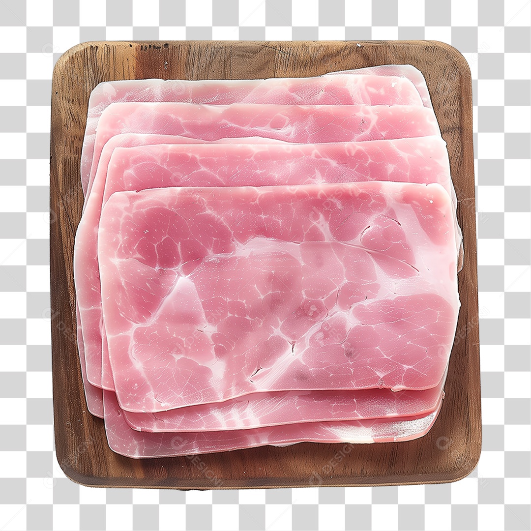 Presunto Fatiado em Tábua de Madeira PNG Transparente