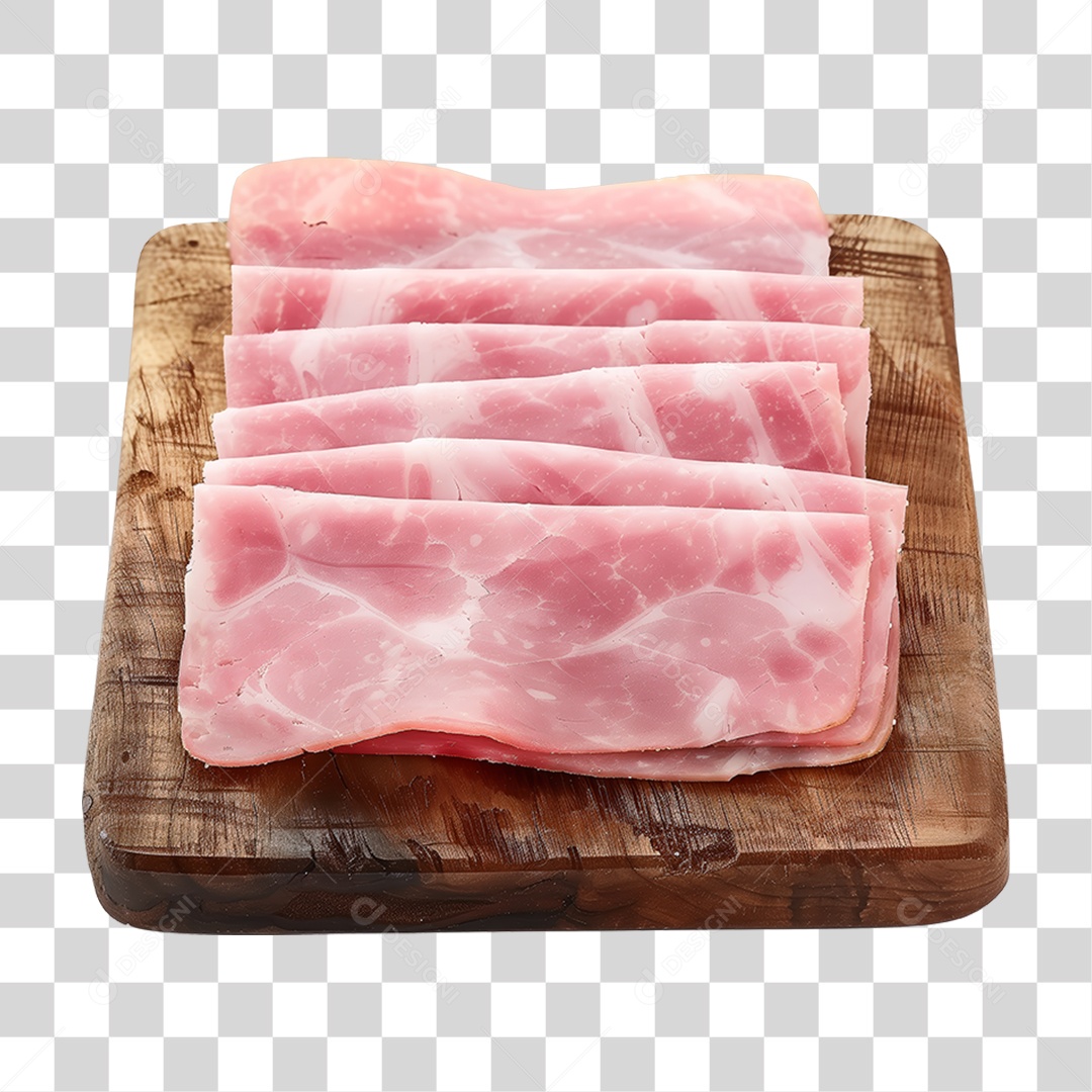 Presunto Fatiado em Tábua de Madeira PNG Transparente
