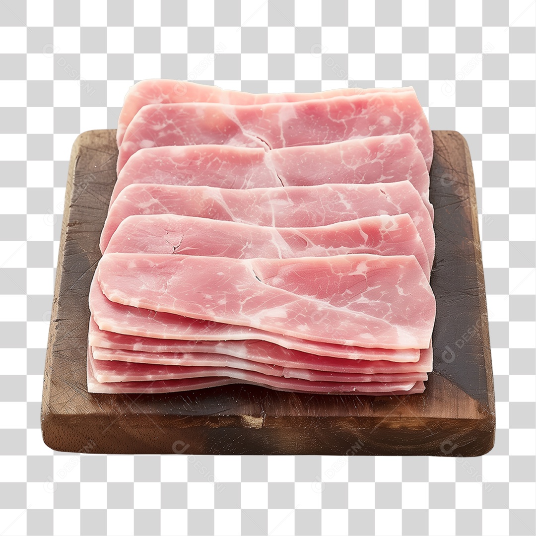 Presunto Fatiado em Tábua de Madeira PNG Transparente