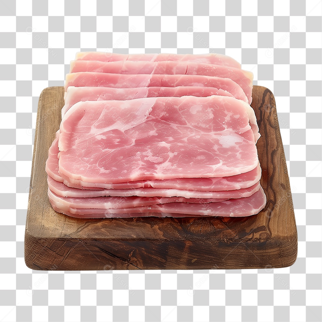 Presunto Fatiado em Tábua de Madeira PNG Transparente