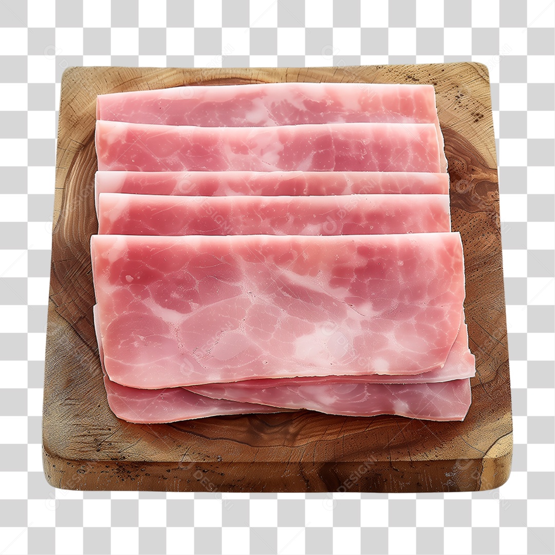 Presunto Fatiado em Tábua de Madeira PNG Transparente