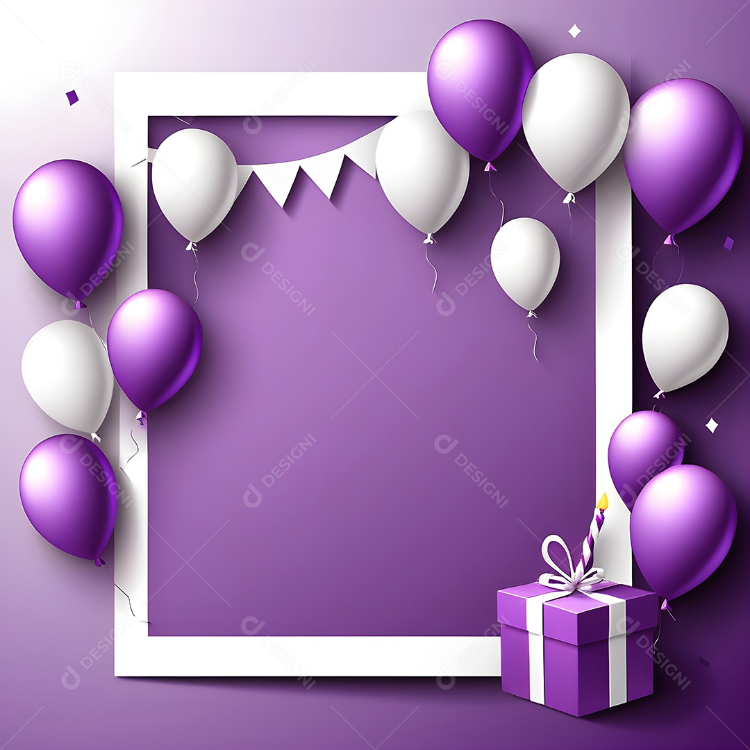 Quadro de cartão de convite de festa de aniversário fundo vertical para texto