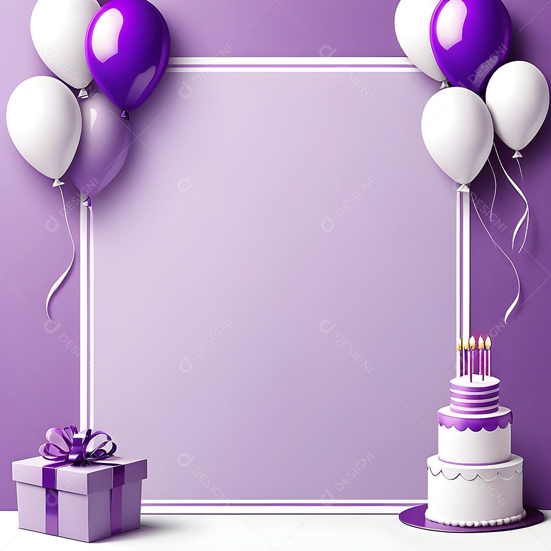 Quadro de cartão de convite de festa de aniversário fundo vertical para texto