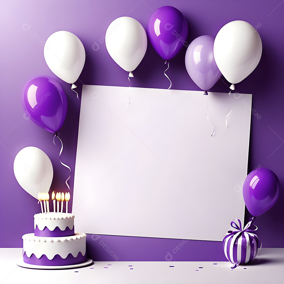 Quadro de cartão de convite de festa de aniversário fundo vertical para texto