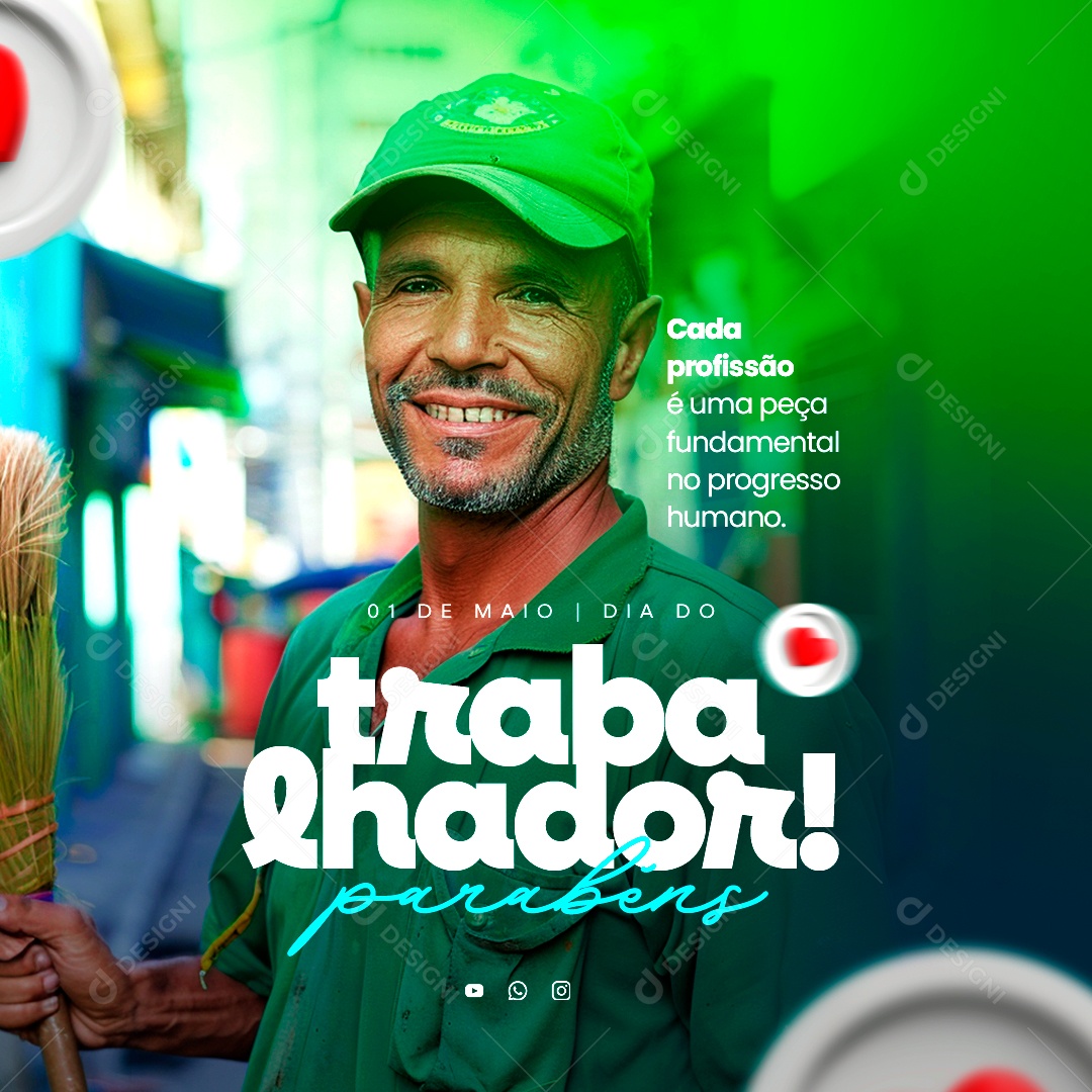 Dia do Trabalhador 01 de Maio Cada Proissão é uma Peça Fundamental Social Media PSD Editável