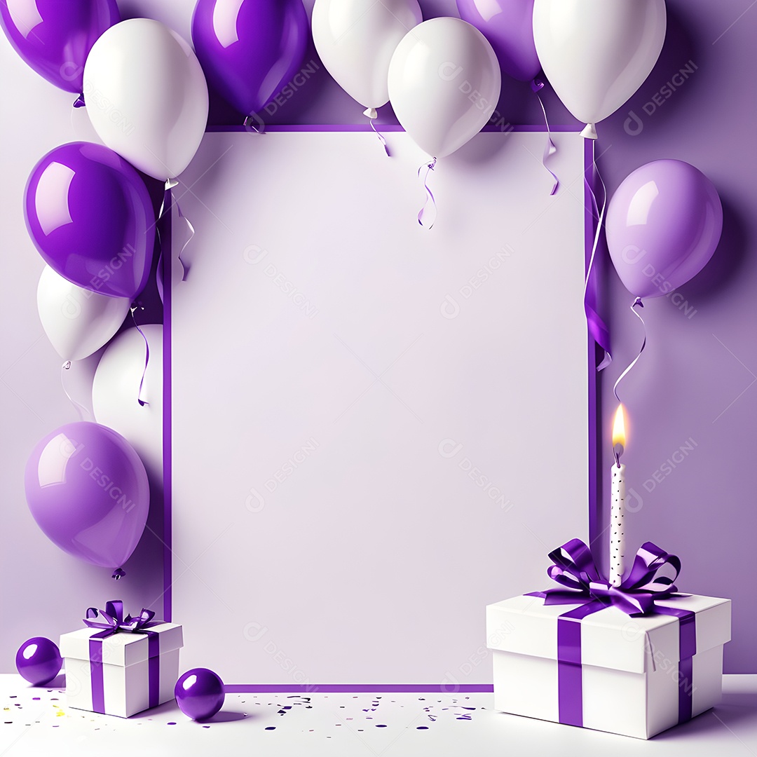 Quadro de cartão de convite de festa de aniversário fundo vertical para texto