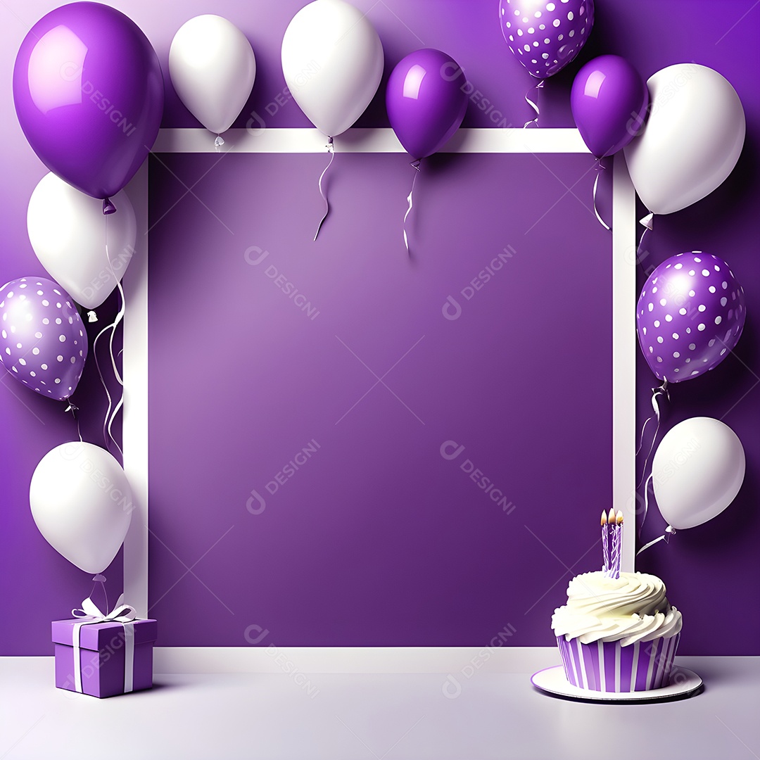 Quadro de cartão de convite de festa de aniversário fundo vertical para texto