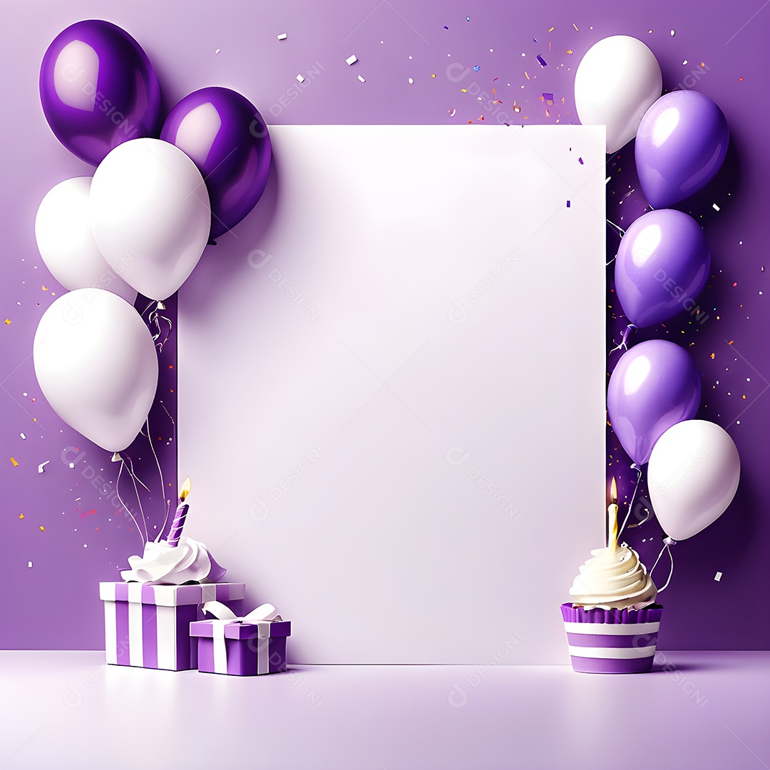 Quadro de cartão de convite de festa de aniversário fundo vertical para texto