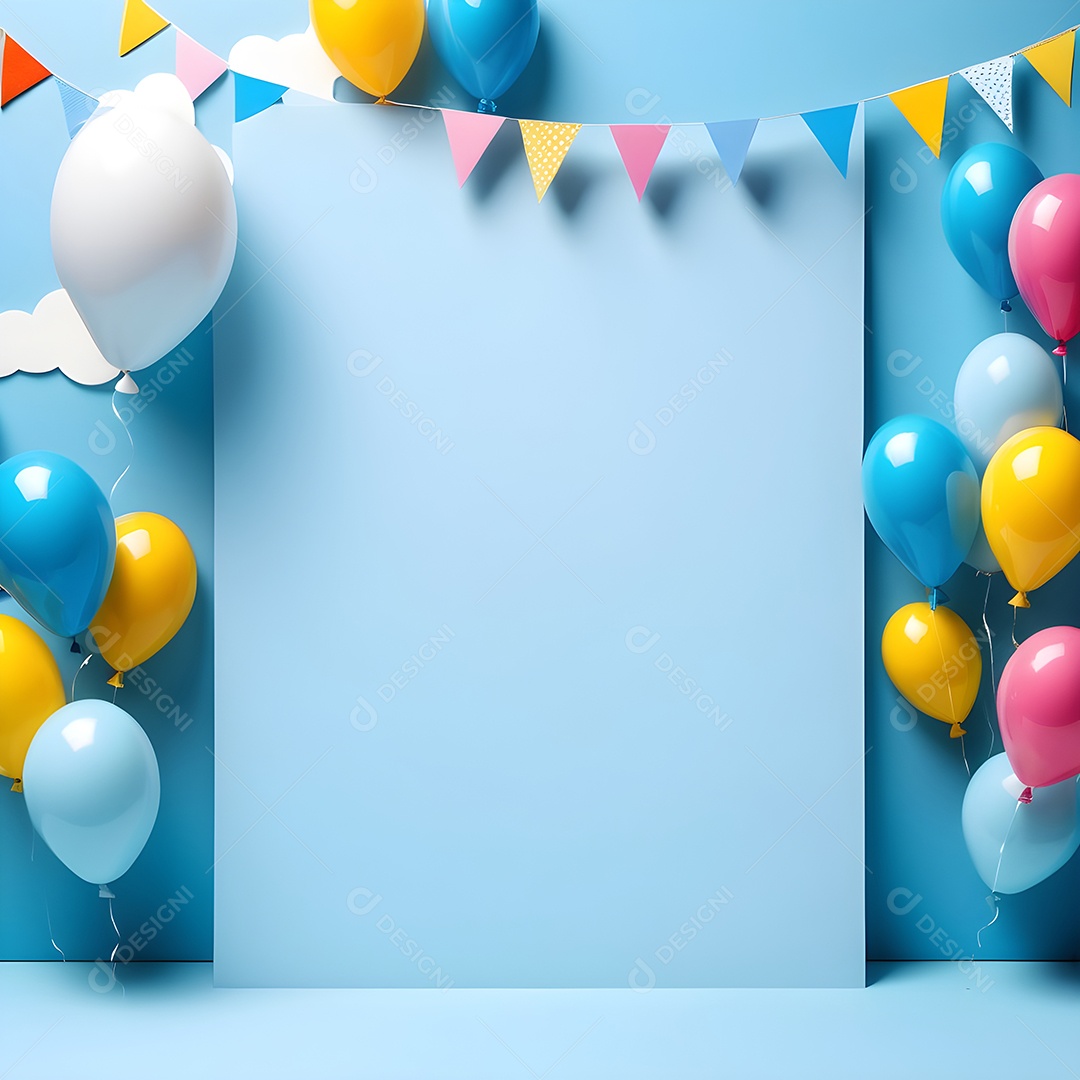 Quadro de cartão de convite de festa de aniversário fundo vertical para texto