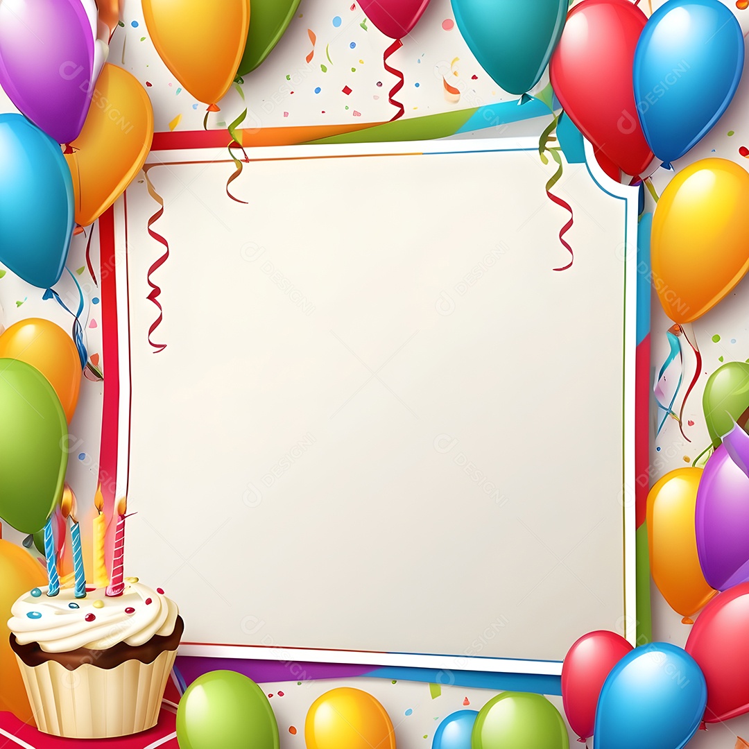 Quadro de cartão de convite de festa de aniversário fundo vertical para texto