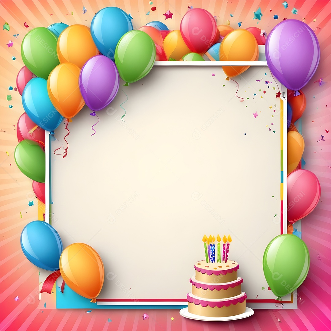 Quadro de cartão de convite de festa de aniversário fundo vertical para texto