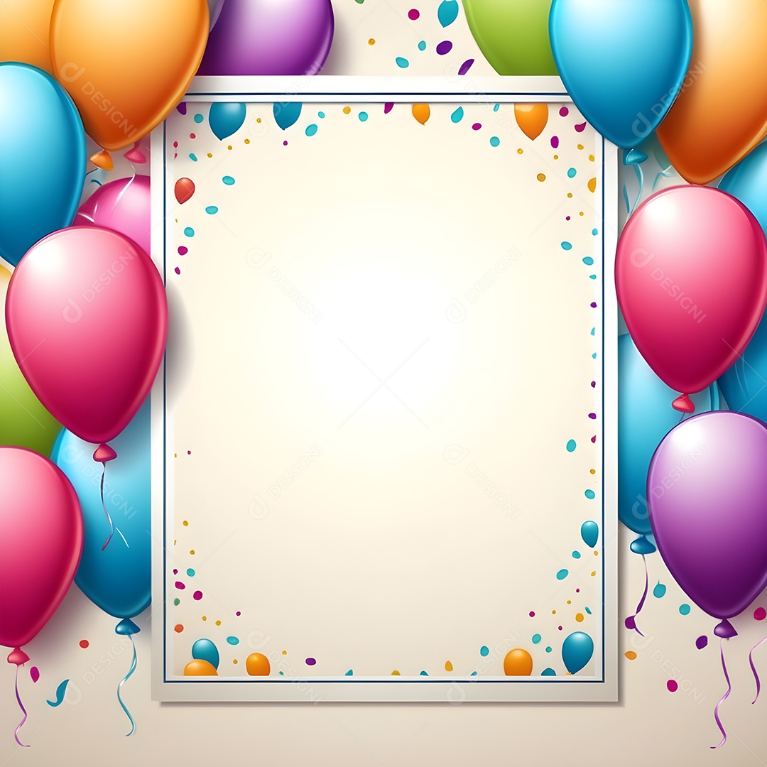 Quadro de cartão de convite de festa de aniversário fundo vertical para texto