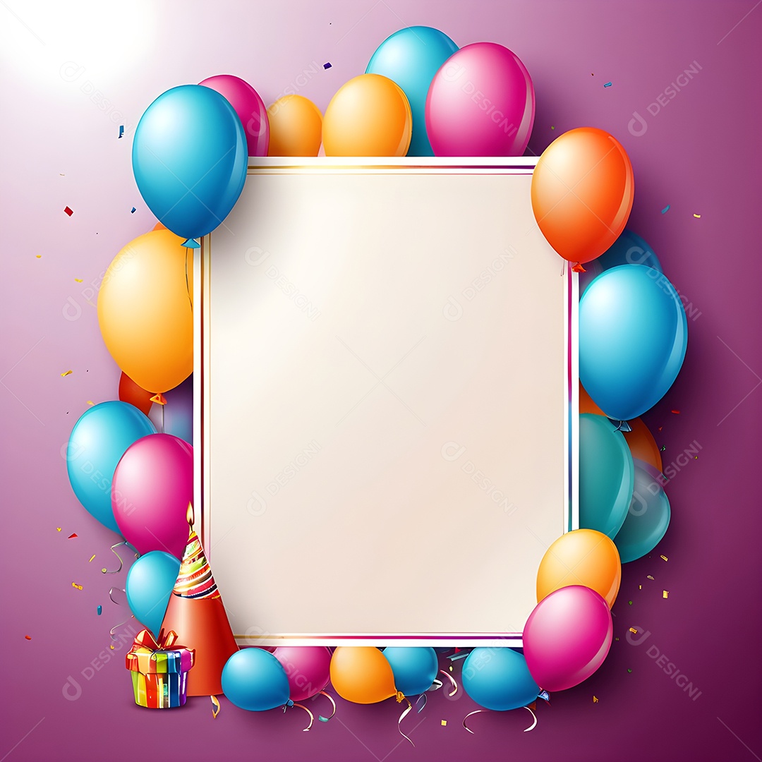 Quadro de cartão de convite de festa de aniversário fundo vertical para texto