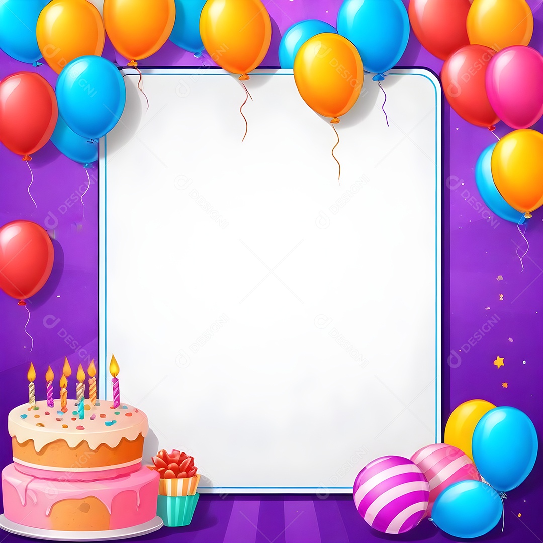 Quadro de cartão de convite de festa de aniversário fundo vertical para texto