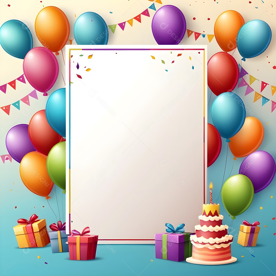 Quadro de cartão de convite de festa de aniversário fundo vertical para texto