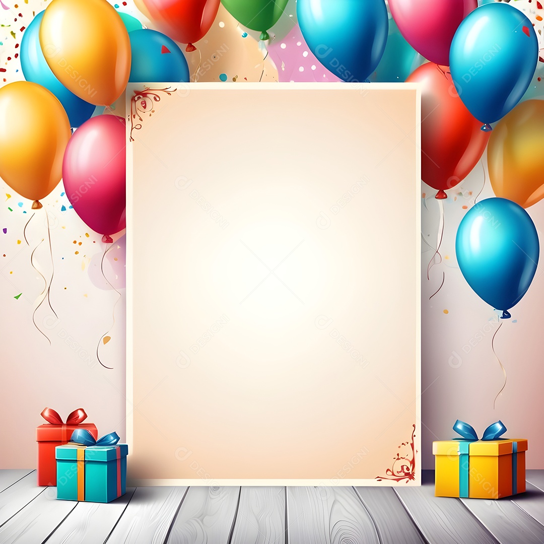 Quadro de cartão de convite de festa de aniversário fundo vertical para texto