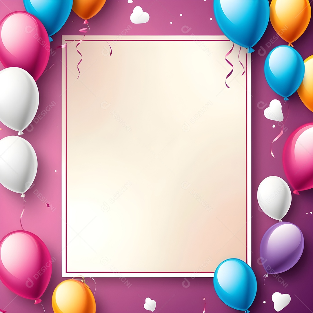 Quadro de cartão de convite de festa de aniversário fundo vertical para texto