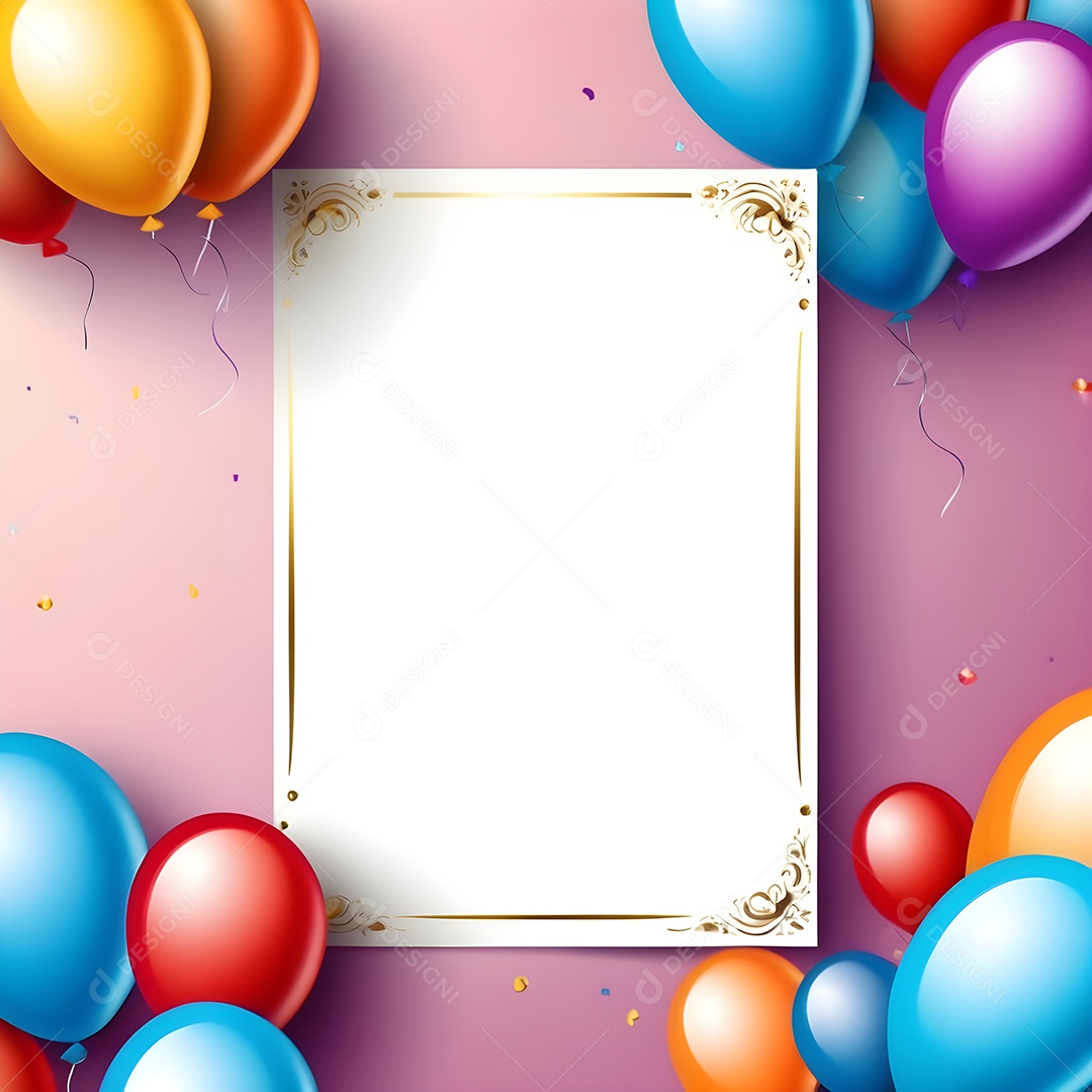 Quadro de cartão de convite de festa de aniversário fundo vertical para texto