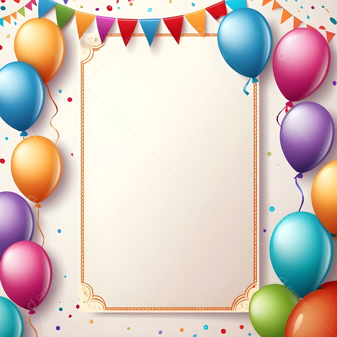 Quadro de cartão de convite de festa de aniversário fundo vertical para texto