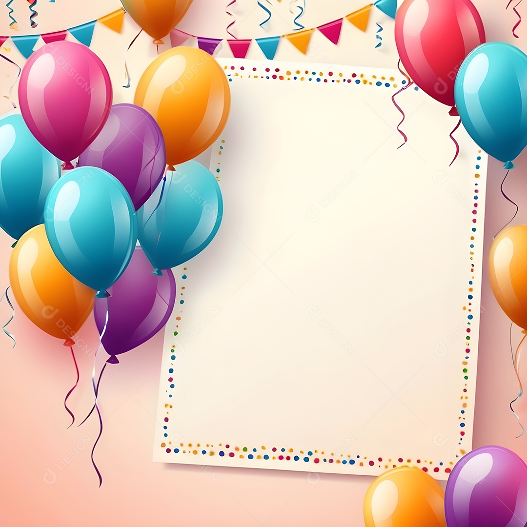 Quadro de cartão de convite de festa de aniversário fundo vertical para texto