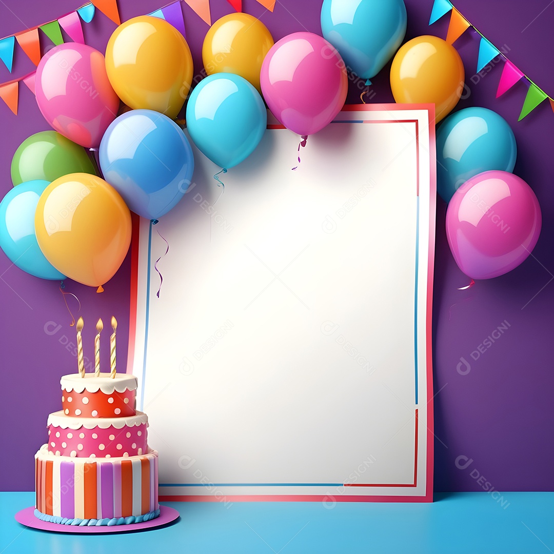 Quadro de cartão de convite de festa de aniversário fundo vertical para texto