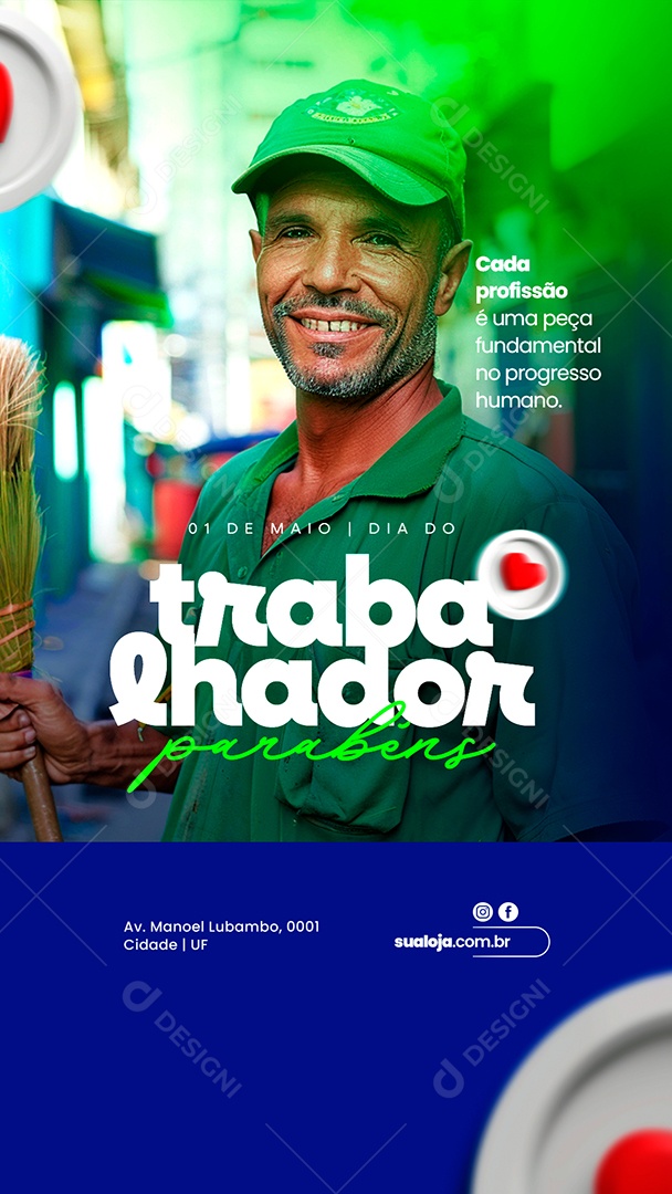 Story Dia do Trabalhador 01 de Maio Cada Proissão é uma Peça Fundamental Social Media PSD Editável