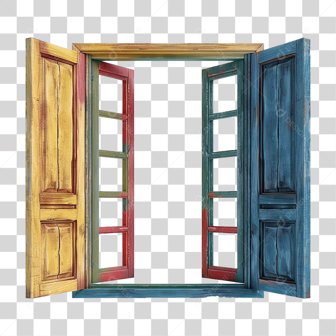Elemento 3D janela Colorida PNG Transparente