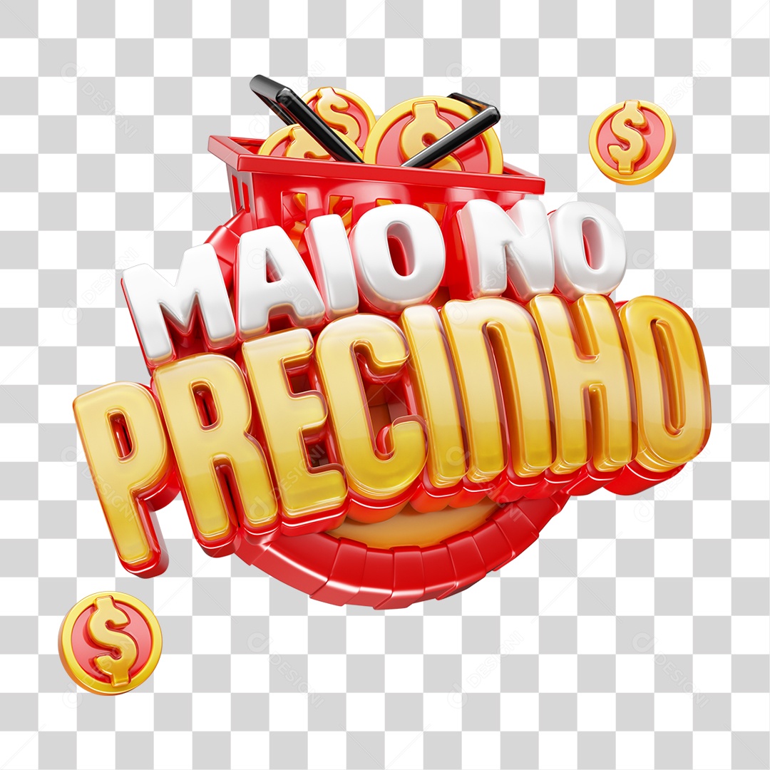Selo 3D Maio no Precinho PNG Transparente
