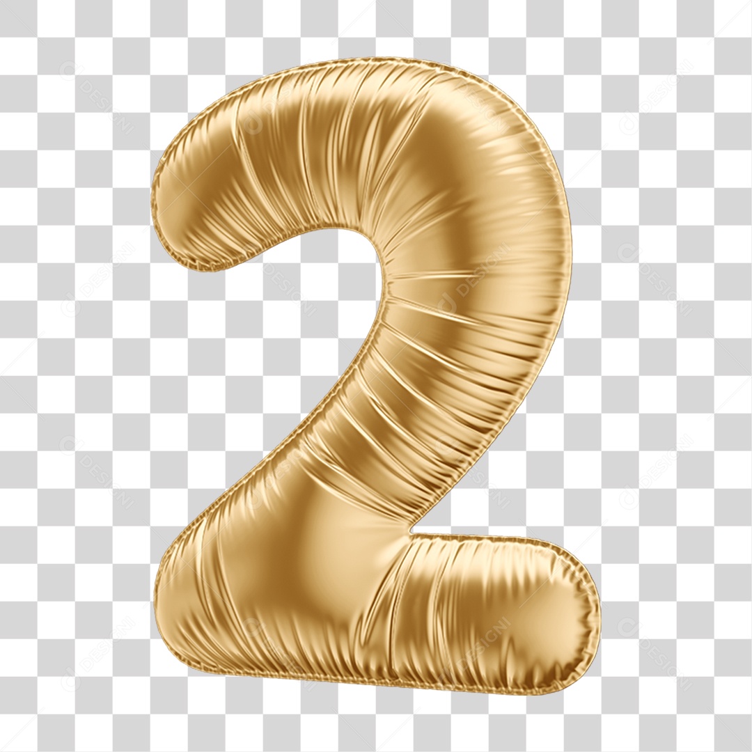 Número 2 em Forma de Balão PNG Transparente