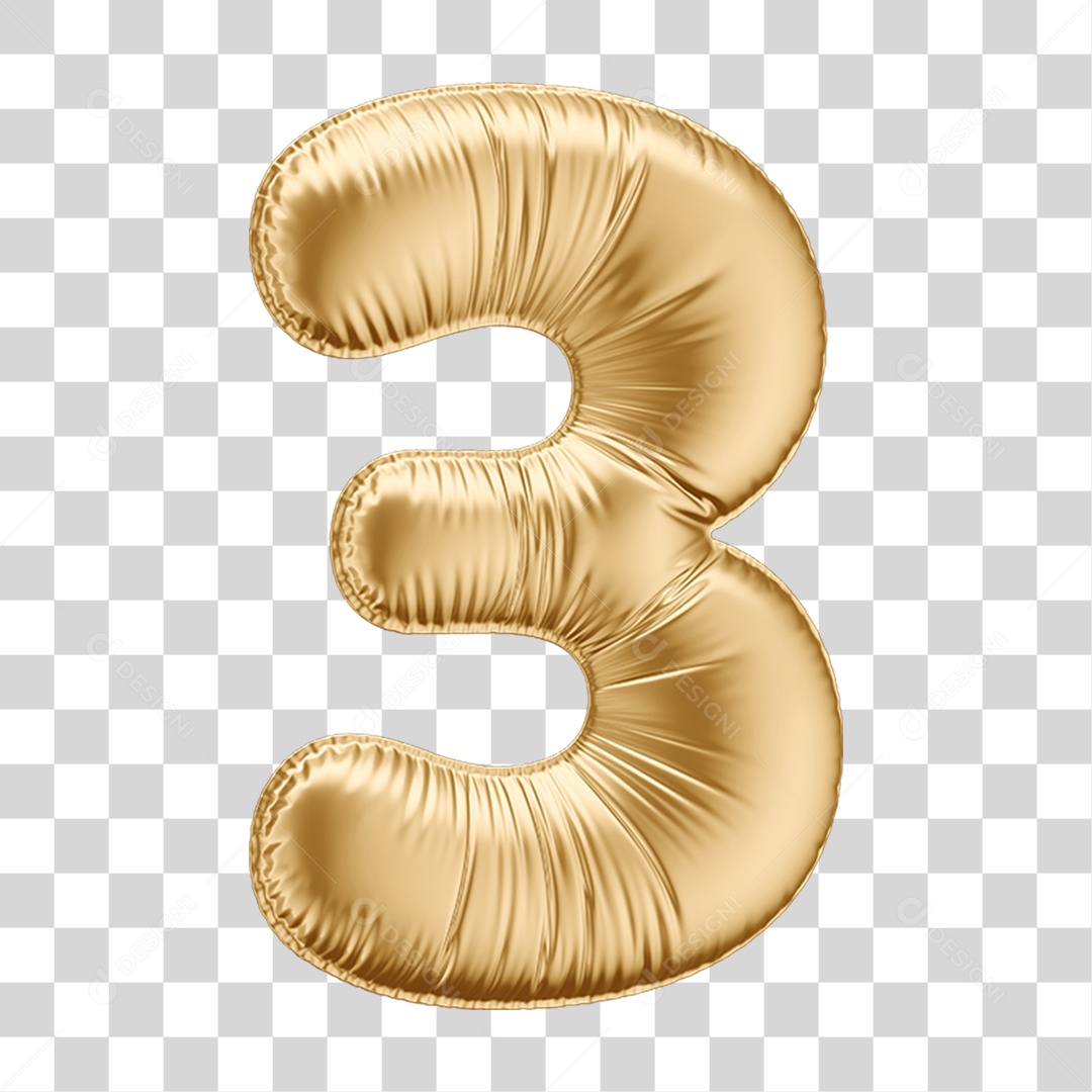 Número 3 em Forma de Balão PNG Transparente