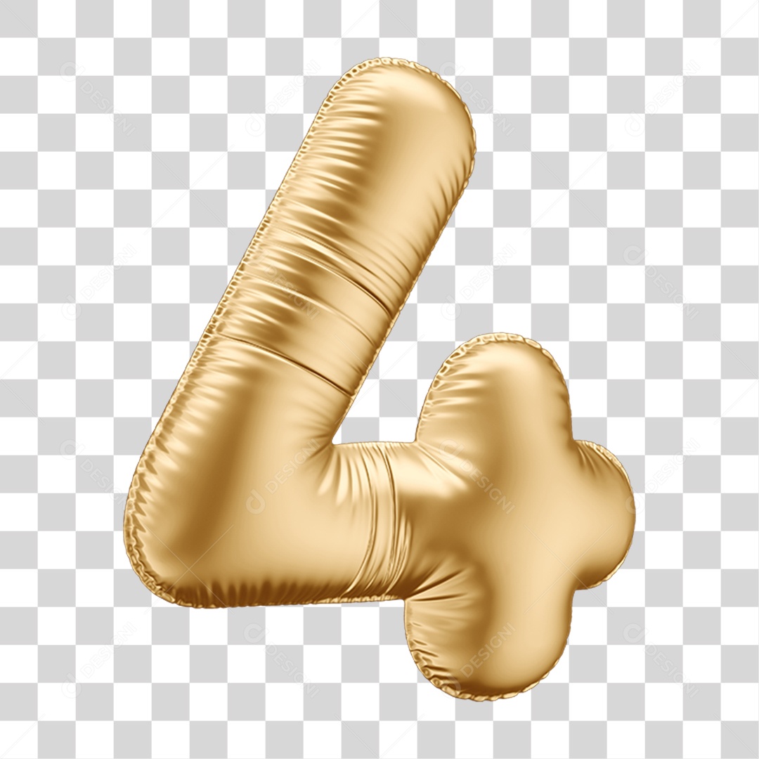 Número 4 em Forma de Balão PNG Transparente