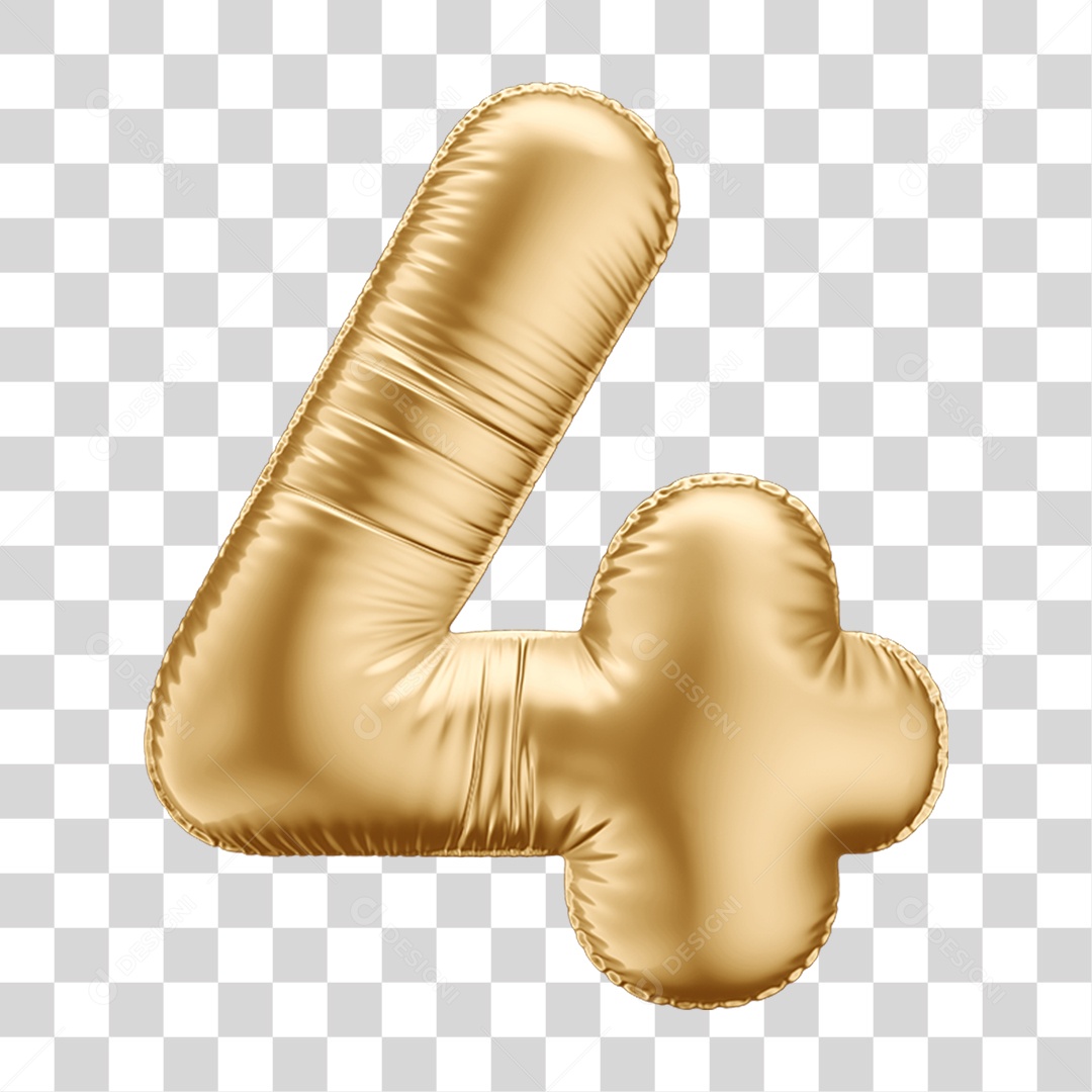 Número 4 em Forma de Balão PNG Transparente