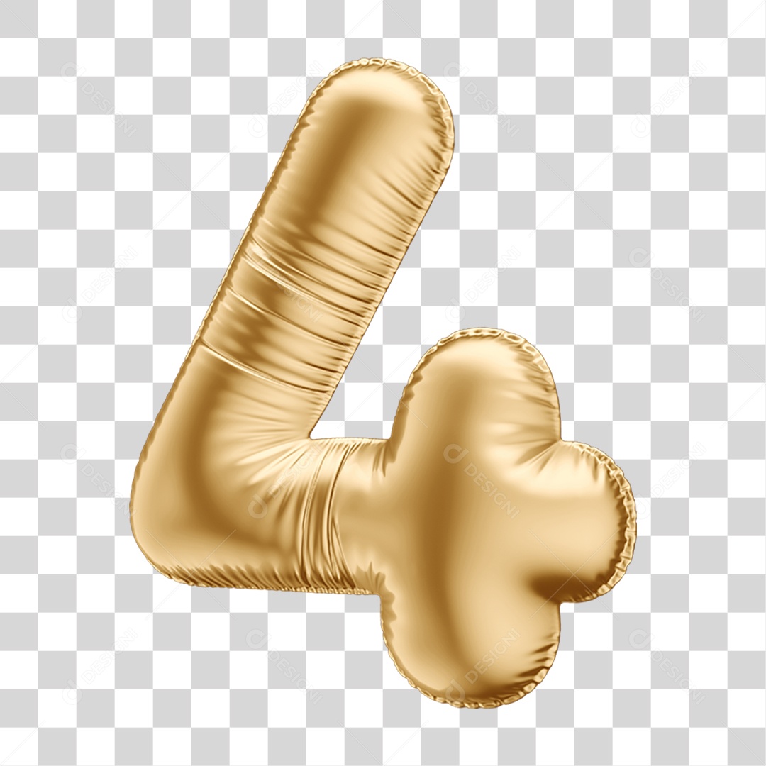 Número 4 em Forma de Balão PNG Transparente