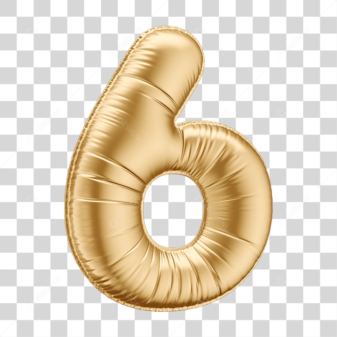 Número 6 em Forma de Balão PNG Transparente