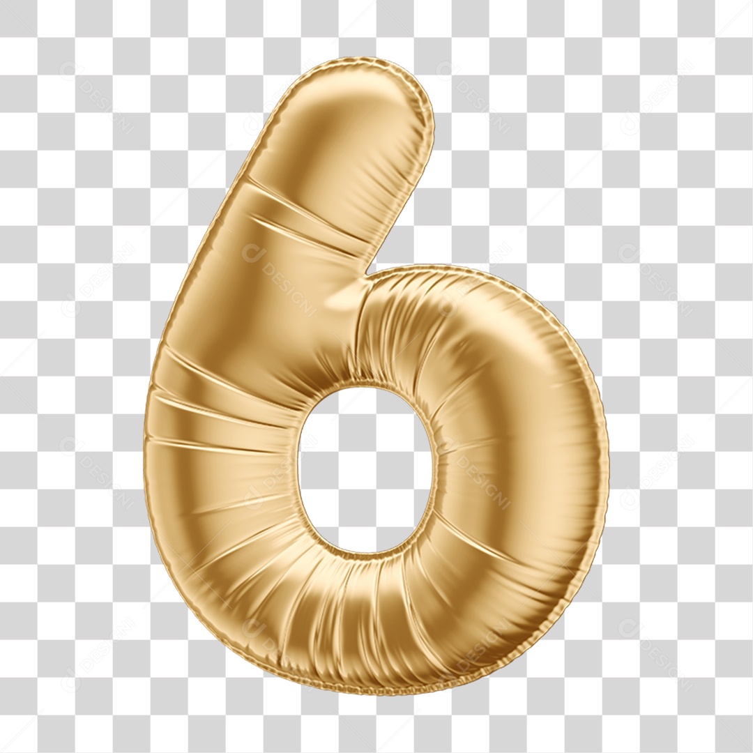 Número 6 em Forma de Balão PNG Transparente