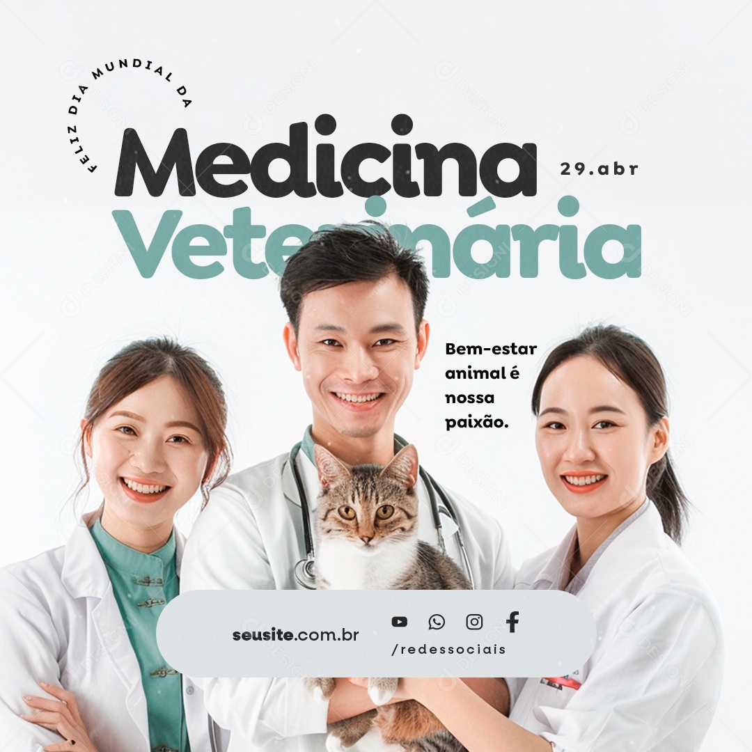 Social Media Dia Mundial Da Medicina Veterinária 29 de Abril Bem Estar Animal PSD Editável