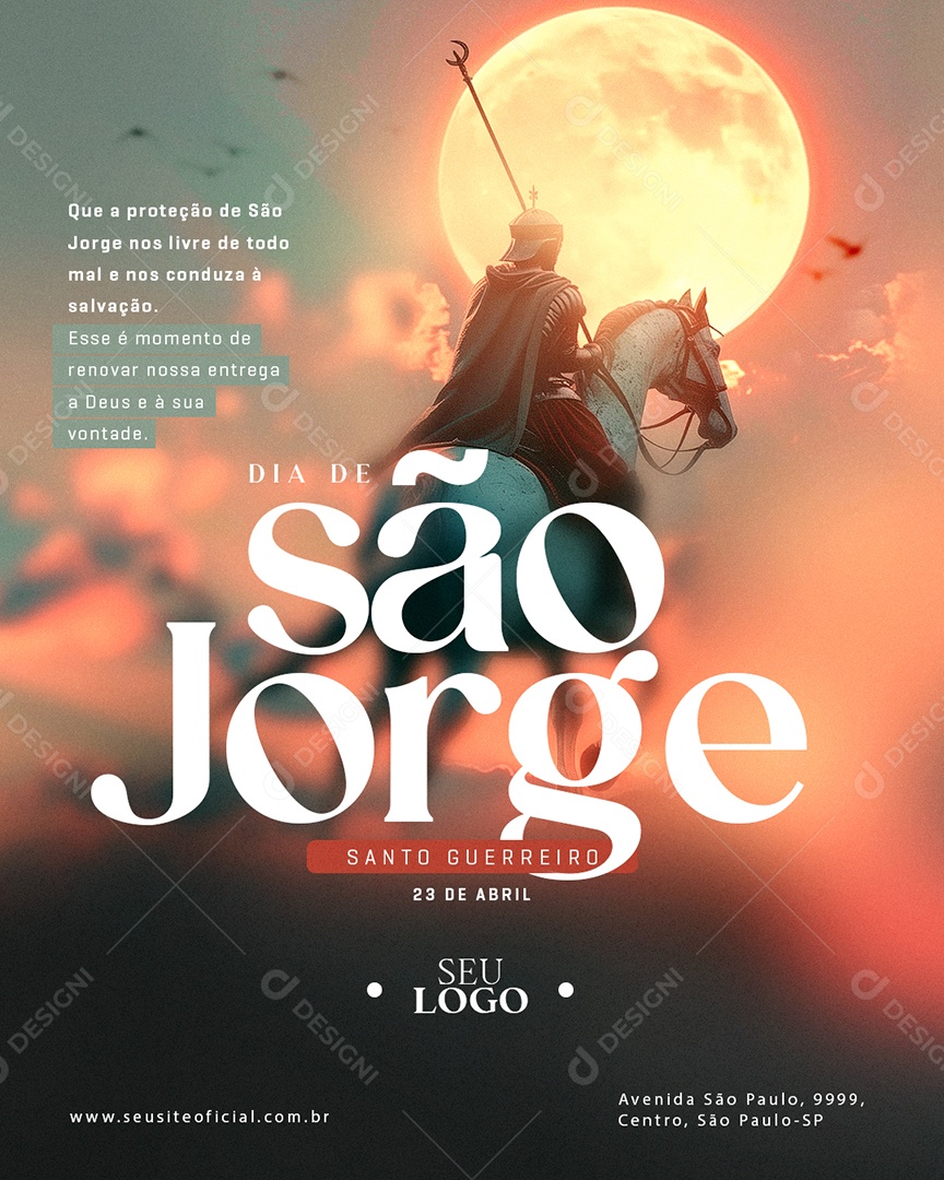 Dia De São Jorge 23 De Abril Santo Guerreiro Social Media PSD Editável