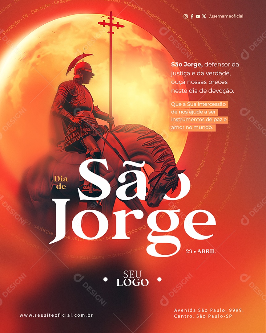 Dia De São Jorge 23 De Abril Defensor da Justiça Social Media PSD Editável